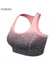 VEQKING Gradient wysokiej Stretch sportowe biustonosze, kobiety szybkie suche wyściełane top sportowy do fitnessu, do biegania j