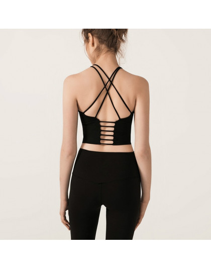 Colorvalue stałe Spaghetti pasy joga siłownia Crop Tops kobiety szybkie suche do biegania sportowe biustonosze bezprzewodowy Fit