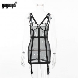 Gagaopt 2019 strój koronkowy kobiety Sexy sukienki perspektywa czarny moda Mini Bodycon sukienki klub Vestidos szaty