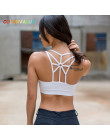 Colorvalue oddychające Strappy joga Running biustonosze damskie wyściełane połowy wsparcie biustonosz sportowy szybkie pranie Pu