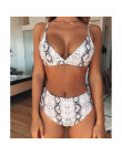 Sexy wąż drukuj Bikini 2019 kobiet strój kąpielowy kobiety stroje kąpielowe stringi Push Up Bikini zestaw wysokiej talii stroje 