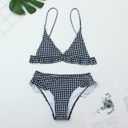 Plaid Sexy kobiety Bikini Set 2019 nowy Push Up Ruffles wyściełana stroje kąpielowe Bikini gorąca sprzedaż kobiety strój kąpielo