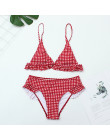 Plaid Sexy kobiety Bikini Set 2019 nowy Push Up Ruffles wyściełana stroje kąpielowe Bikini gorąca sprzedaż kobiety strój kąpielo