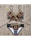 2018 Sexy bandaż Aztec Biquini String stroje kąpielowe w paski strój kąpielowy strój kąpielowy stroje kąpielowe kostiumy kąpielo