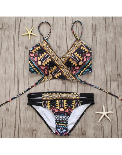 2018 Sexy bandaż Aztec Biquini String stroje kąpielowe w paski strój kąpielowy strój kąpielowy stroje kąpielowe kostiumy kąpielo