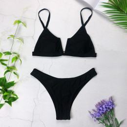Sexy Bandeau Bikini 2019 nowy V Neck Bikini stroje kąpielowe Push Up stroje kąpielowe kobiet brazylijski Bikini Set kostiumy kąp
