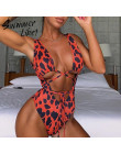 Red leopard Brazilian swimsuit one piece Plus size sexy bikini 2019 Push up swimwear women string monokini High cut bathing suit