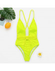 Halter neon bikini głębokie dekolt w serek strój kąpielowy kobiety monokini ciąg sexy strój kąpielowy kombinezony jednoczęściowe