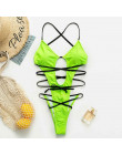 Halter neon bikini głębokie dekolt w serek strój kąpielowy kobiety monokini ciąg sexy strój kąpielowy kombinezony jednoczęściowe