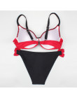 ESSV strój kąpielowy czerwony Push Up Bikini zestaw Plus rozmiar kobiety stroje kąpielowe Sexy wyściełana regulowany pasek grani
