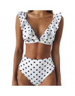Seksowny strój kąpielowy wysoka talia push up kostium z wysokim stanem bikini falbanka koronka komplet