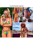 Dwuczęściowy strój kąpielowy dla kobiet bikini na wakacje we wzory neonowy klasyczny wygodny modny seksowny