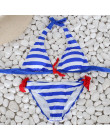 Dwuczęściowy strój kąpielowy dla kobiet bikini na wakacje z dzianiny w paski marynarski klasyczny wygodny modny seksowny