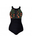 Strój kąpielowy jednoczęściowy damski modny dla puszystych kobiet plażowy maskujący Plus Size Push Up