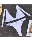 Dwuczęściowy strój kąpielowy dla kobiet bikini na wakacje z ozdobną klamrą klasyczny wygodny modny neonowy