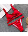 Dwuczęściowy strój kąpielowy dla kobiet bikini na wakacje z ozdobną klamrą klasyczny wygodny modny neonowy