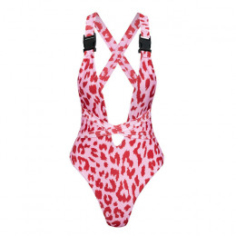 Monokini bandaż jednoczęściowy garnitury Leopard stringi bikini 2019 Sexy stroje kąpielowe kobiety body Push up strój kąpielowy 