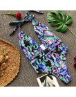 Monokini bandaż jednoczęściowy garnitury Leopard stringi bikini 2019 Sexy stroje kąpielowe kobiety body Push up strój kąpielowy 
