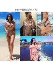 Strój kąpielowy w paski kobiety wysoka talia bikini set strój kąpielowy z odsłoniętymi ramionami 2019 Lace up strój kąpielowy Se