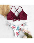 Sexy bikini kobiet 2019 zestaw mikro bikini Push Up cięte kwiaty strój kąpielowy dwuczęściowy kobiet bandażowy strój kąpielowy s