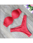 2019 nowe top seksowny strój kąpielowy w jednolitym kolorze push up bikini bandaż sport garnitur wysokiej cut strój kąpielowy ba