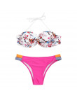 Fiszbiny Push Up Bikini dziewczyna Sexy Floral stroje kąpielowe lato Bandeau Biquini Blossom kwiat stali nierdzewnej Rimed Biqui