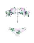 Sexy Retro czarny biały pled Bandeau żebrowane wysokiej talii Bikini Set Off ramię 2019 strój kąpielowy kobiety stroje kąpielowe