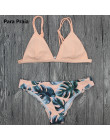 2019 Sexy brazylijskie Bikini zestaw stroje kąpielowe biały kobiety strój kąpielowy Cami wzór liścia palmowego Biquini kostium k