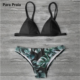 2019 Sexy brazylijskie Bikini zestaw stroje kąpielowe biały kobiety strój kąpielowy Cami wzór liścia palmowego Biquini kostium k
