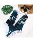 Sexy głębokie Plunge Tropical liści palmowych strój kąpielowy trikini Monokini Mesh Plus rozmiar stroje kąpielowe kobiety jeden 
