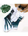 Sexy głębokie Plunge Tropical liści palmowych strój kąpielowy trikini Monokini Mesh Plus rozmiar stroje kąpielowe kobiety jeden 