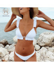 Peachtan z dekoltem w kształcie litery v bikini Push up 2019 Sexy ruffles strój kąpielowy kobiet trójkąt stroje kąpielowe damski