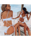 Peachtan z dekoltem w kształcie litery v bikini Push up 2019 Sexy ruffles strój kąpielowy kobiet trójkąt stroje kąpielowe damski