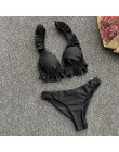 Peachtan z dekoltem w kształcie litery v bikini Push up 2019 Sexy ruffles strój kąpielowy kobiet trójkąt stroje kąpielowe damski