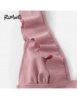 Romwe Sport różowy stałe stroje kąpielowe Plunge Neck wzburzyć jednoczęściowy strój kąpielowy kobiety lato drut bezpłatny Monoki