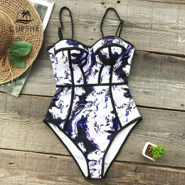 CUPSHE Tie-dye jednoczęściowy strój kąpielowy kobiety Sexy serce szyi formowane Push Up Monokini 2018 dziewczyna plaża szczupła 