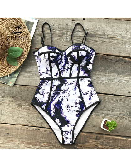 CUPSHE Tie-dye jednoczęściowy strój kąpielowy kobiety Sexy serce szyi formowane Push Up Monokini 2018 dziewczyna plaża szczupła 