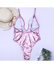 NIDALEE głębokie V kobiety stroje kąpielowe strój kąpielowy jednoczęściowy strój kąpielowy Monokini Backlace Push Up Bikini kost