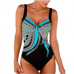 Retro drukuj jeden kawałek strój kąpielowy kobiety Bangdage stroje kąpielowe Bikini Backless Monokini strój kąpielowy kobiet pły