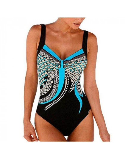 Retro drukuj jeden kawałek strój kąpielowy kobiety Bangdage stroje kąpielowe Bikini Backless Monokini strój kąpielowy kobiet pły