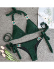 2019 Rhinestone strój kąpielowy kobiety Bikini kryształ diament Bikini Set metalowy łańcuch stroje kąpielowe kobiet luksusowe ar