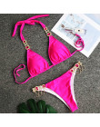 2019 Rhinestone strój kąpielowy kobiety Bikini kryształ diament Bikini Set metalowy łańcuch stroje kąpielowe kobiet luksusowe ar