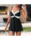2019 Plus rozmiar stroje kąpielowe kobiety spódnica Tankini strój kąpielowy dwuczęściowy Retro czarny strój kąpielowy duży rozmi