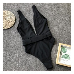 Stałe Biquini 2019 Sexy czysta głębokie V Backless stroje kąpielowe Maillot De Bain Femme z pasa ciało strój kąpielowy dla kobie