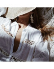 Bawełniana tunika zwiewna biała ecru boho damska na plażę na wakacje na lato koronkowa ażurowa oversize