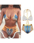 CROSSS1946 nowy afrykański drukuj dwuczęściowy kostiumy kąpielowe Bikini Set Sexy geometryczne stroje kąpielowe strój kąpielowy 