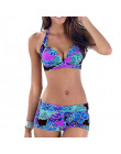 Купальн2019 Bikini Push Up stroje kąpielowe kobiety strój kąpielowy Plus rozmiar stroje kąpielowe Patchwork spodenki dwa kawałki
