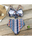 CUPSHE Boho drukuj krzyż z przodu Push Up Bikini zestawy kobiety Lace-up Strappy dwa kawałki stroje kąpielowe 2019 dziewczyna Se