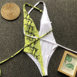 Misswim Leopard print bikini 2019 wysokiej jednoczęściowy strój kąpielowy kobiet monokini bandaż push up stroje kąpielowe damski