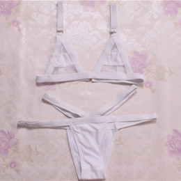 2019 damska Sexy e Mesh Bikini zestaw koronki drążą topy bandaż strój kąpielowy strój kąpielowy Sexy Mini String stringi